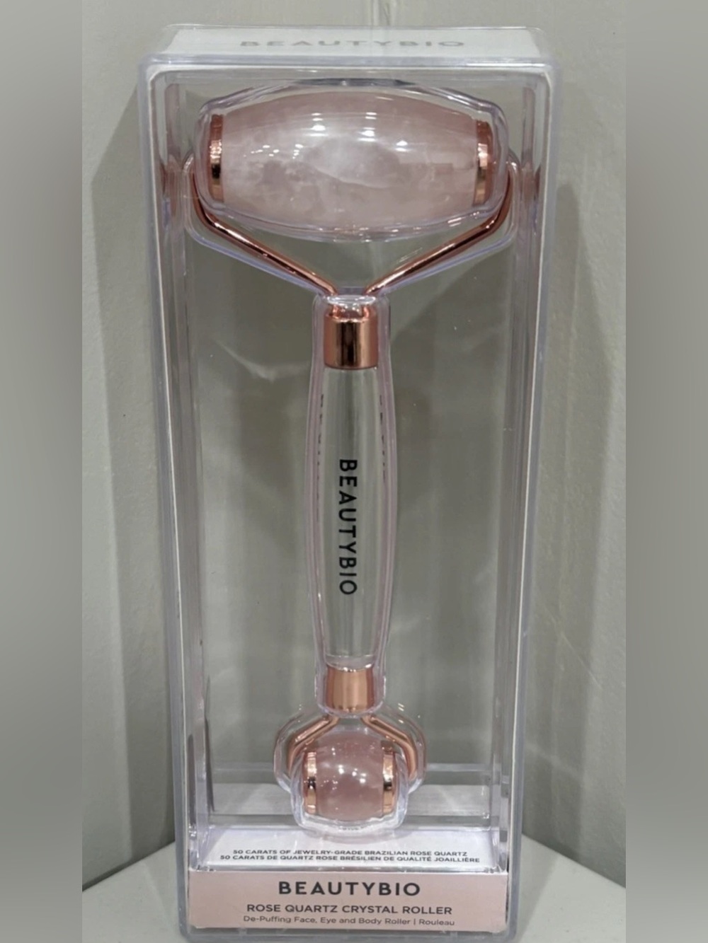 BEAUTYBIO Rose Quartz Crystal Roller Face, Eye, & Body